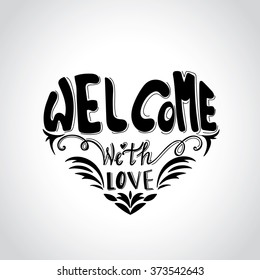 'welcome' hand lettering, vector template