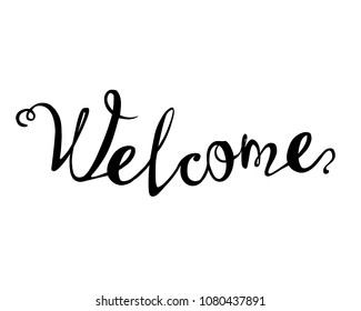 Welcome. Hand written doodle vector word on white background