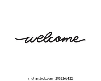 Welcome. Hand written lettering isolated on white background.Vector template for poster, social network, banner, cards.