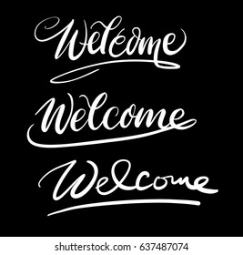 Welcome hand written typography. Good use for logotype, symbol, cover label, product, brand, poster title or any graphic design you want. Easy to use or change color 