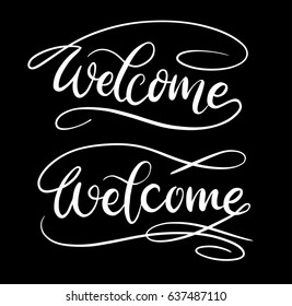 Welcome hand written typography. Good use for logotype, symbol, cover label, product, brand, poster title or any graphic design you want. Easy to use or change color 