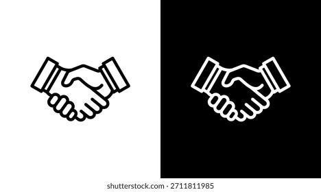 Apretón de manos de bienvenida con diseño de conjunto de iconos