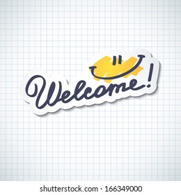 welcome, handwriting phrase, vector illustration