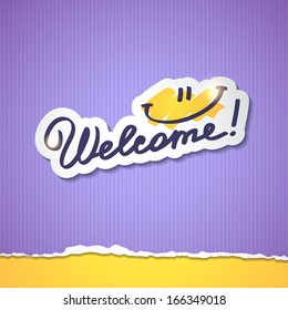 welcome, handwriting phrase, vector illustration