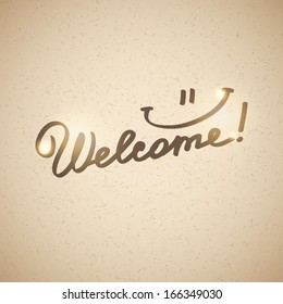 welcome, handwriting phrase, vector illustration