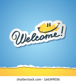 welcome, handwriting phrase, vector illustration
