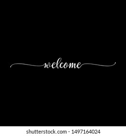 welcome handwriting text design vector