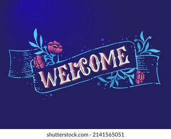 Welcome handwritten lettering for. Welcome typography vector design for greeting cards and poster. Design template celebration. Vector illustration.