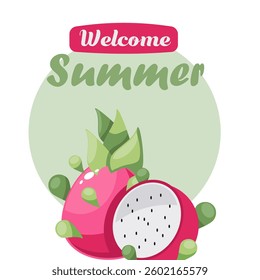 Welcome happy summer, fresh dragonfruits summer fruits