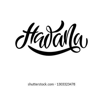 Welcome to havana cuba card and letter design in typographic icon design. havana, text design. Typography poster. Usable as background. Modern brush calligraphy. Ink hand lettering. Vector