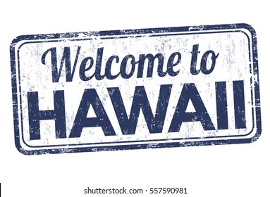 Welcome to Hawaii grunge rubber stamp on white background, vector illustration