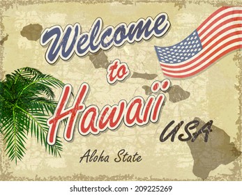 Welcome to Hawaii retro background.