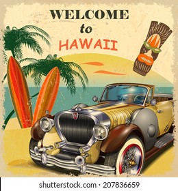 Welcome to Hawaii retro poster.