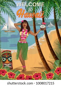 Welcome to Hawaii vintage poster.