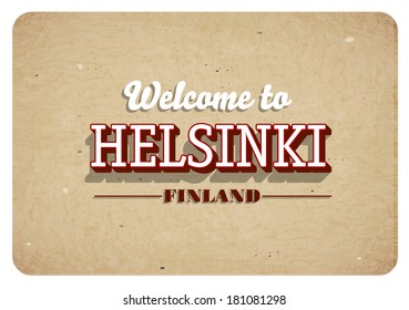 Welcome to Helsinki - Vintage greeting card