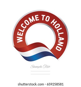 Welcome to Holland flag red label logo icon.