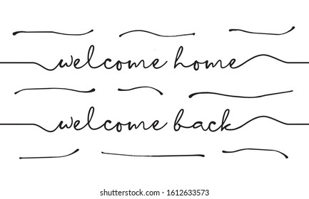 Welcome Home, Welcome Back, Handwriting With Scribble Background