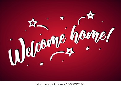 Welcome Home Lettering Card Banner Beautiful: เวกเตอร์สต็อก (ปลอดค่า