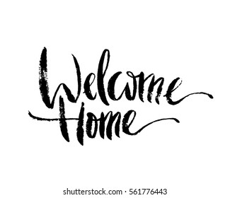 Welcome Home lettering illustration. Modern brush calligraphy.