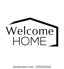 welcome home logo design template. welcome home with house icon, flat design