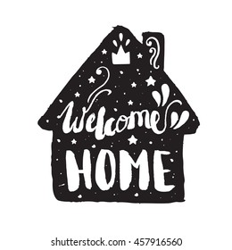 Welcome home modern lettering poster. Hand lettering and custom typography for your designs: logo, for posters, invitations, cards