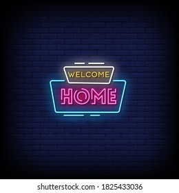 Welcome Home Neon Signs Style Text Vector