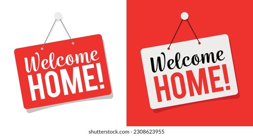 Welcome home on door sign