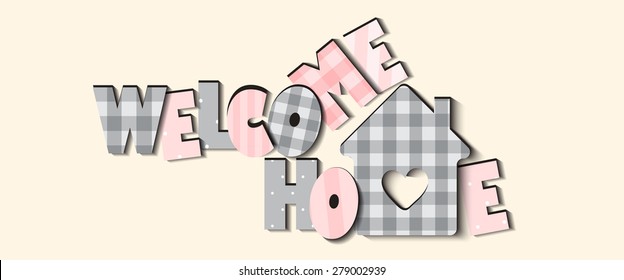 Welcome Home Text Design Girly Pretty: เวกเตอร์สต็อก (ปลอดค่าลิขสิทธิ์