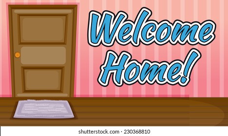 Welcome home text inside a room