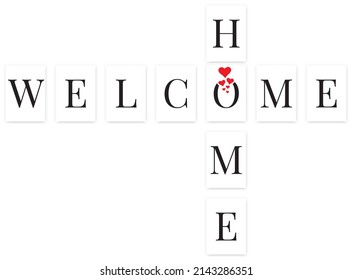 Welcome home, vector. Wall art, A4. Scandinavian minimalist poster design, vector. Printable wall art design.