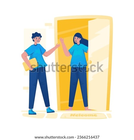 Welcome home visiting friend vector illustration