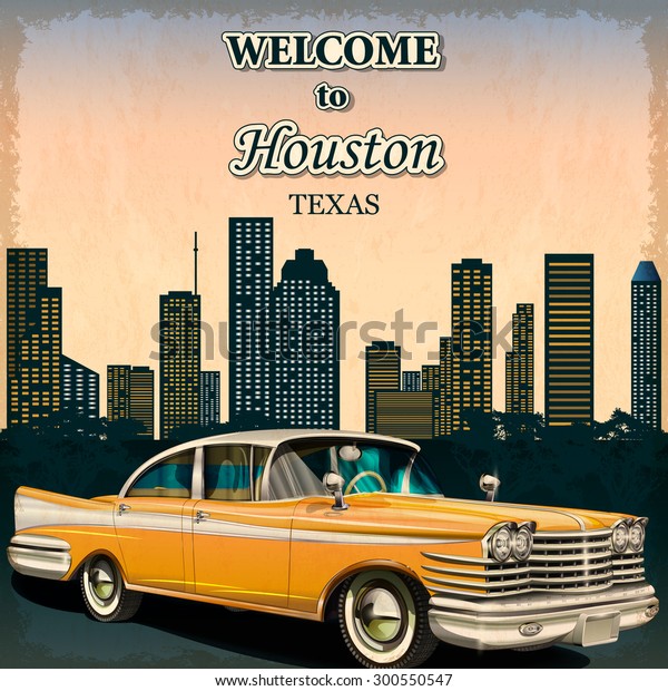 Welcome to Houston retro\
poster.