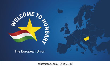 Welcome to Hungary EU map banner logo icon