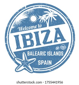 Welcome to Ibiza sign or stamp on white background, vector illustration