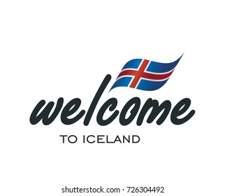 Welcome to Iceland flag sign logo icon