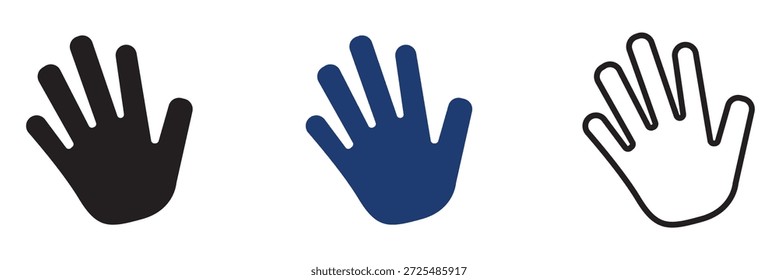 Icono de bienvenida. Iconos vectoriales planos y de contorno simples que muestran las manos que agitan y el saludo de las personas, utilizados para los conceptos de saludo, bienvenida, comunicación e interacción con el usuario.