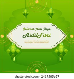 Welcome Ied al fitr background, ketupat ornament decoration, happy aidilfitri