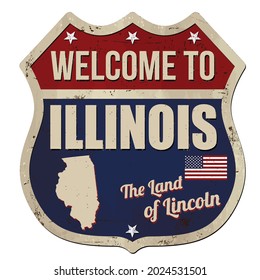 Welcome to Illinois vintage rusty metal sign on a white background, vector illustration