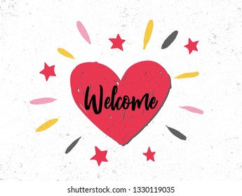 Welcome illustration. Typography calligraphy text word art design vector for welcome - Vector
