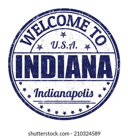 Welcome to Indiana grunge rubber stamp on white background, vector illustration