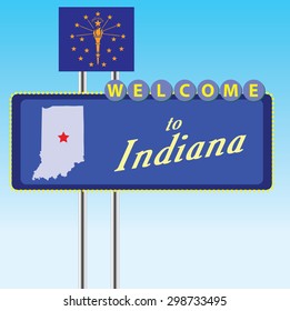 Welcome to Indiana road booth - symbol of the State. Vector illustration.