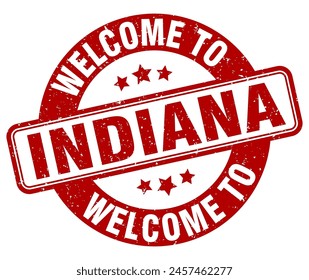 Welcome to Indiana stamp. Indiana round sign isolated on white background