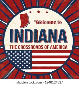 Welcome to Indiana vintage grunge poster, vector illustrator