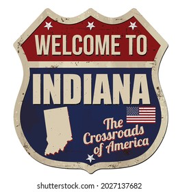 Welcome to Indiana vintage rusty metal sign on a white background, vector illustration