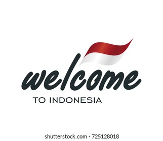 Welcome To Indonesia Flag Sign Logo Icon