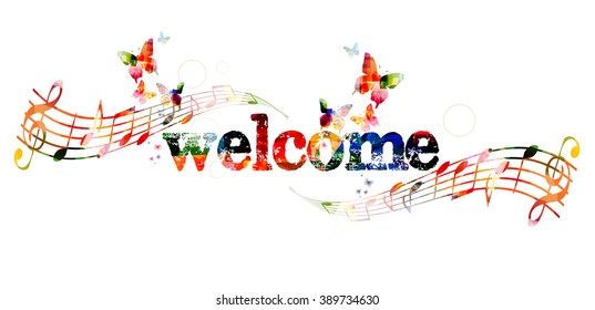 Welcome inscription with butterflies