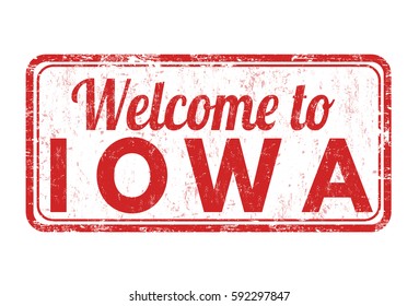 Welcome to Iowa grunge rubber stamp on white background, vector illustration