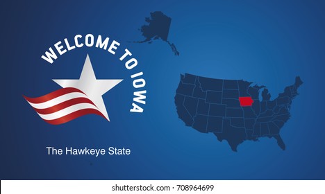 Welcome to Iowa USA map banner logo icon