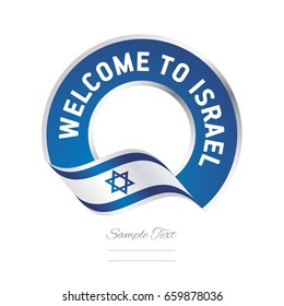 Welcome To Israel Flag Blue Label Logo Icon