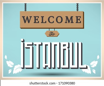 Welcome to Istanbul sign design, vector blue